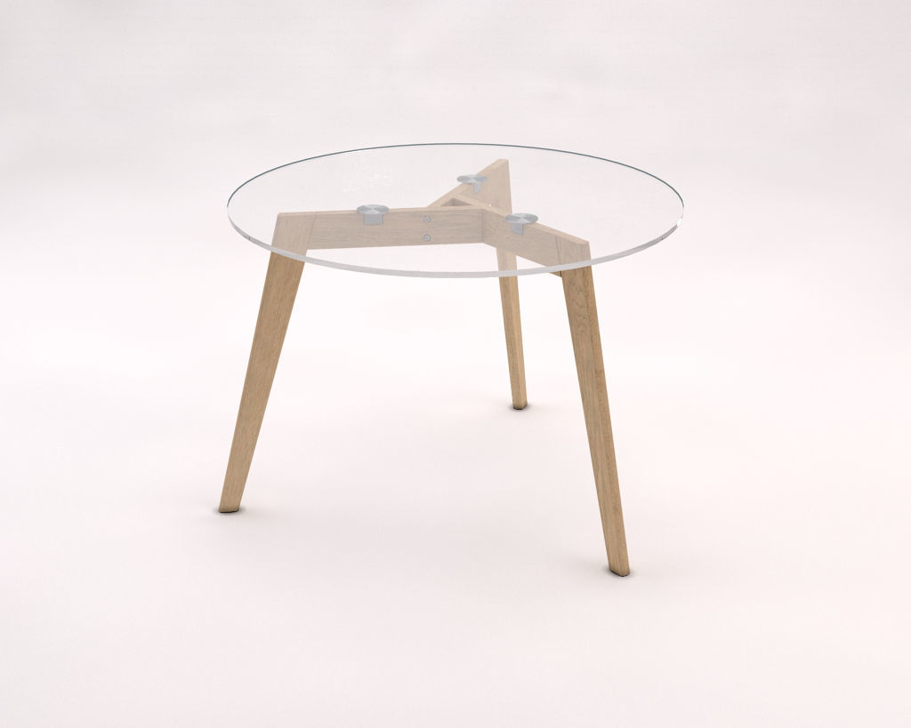 LOUNGE TABLE---Tripod and glass tray 3D model_9