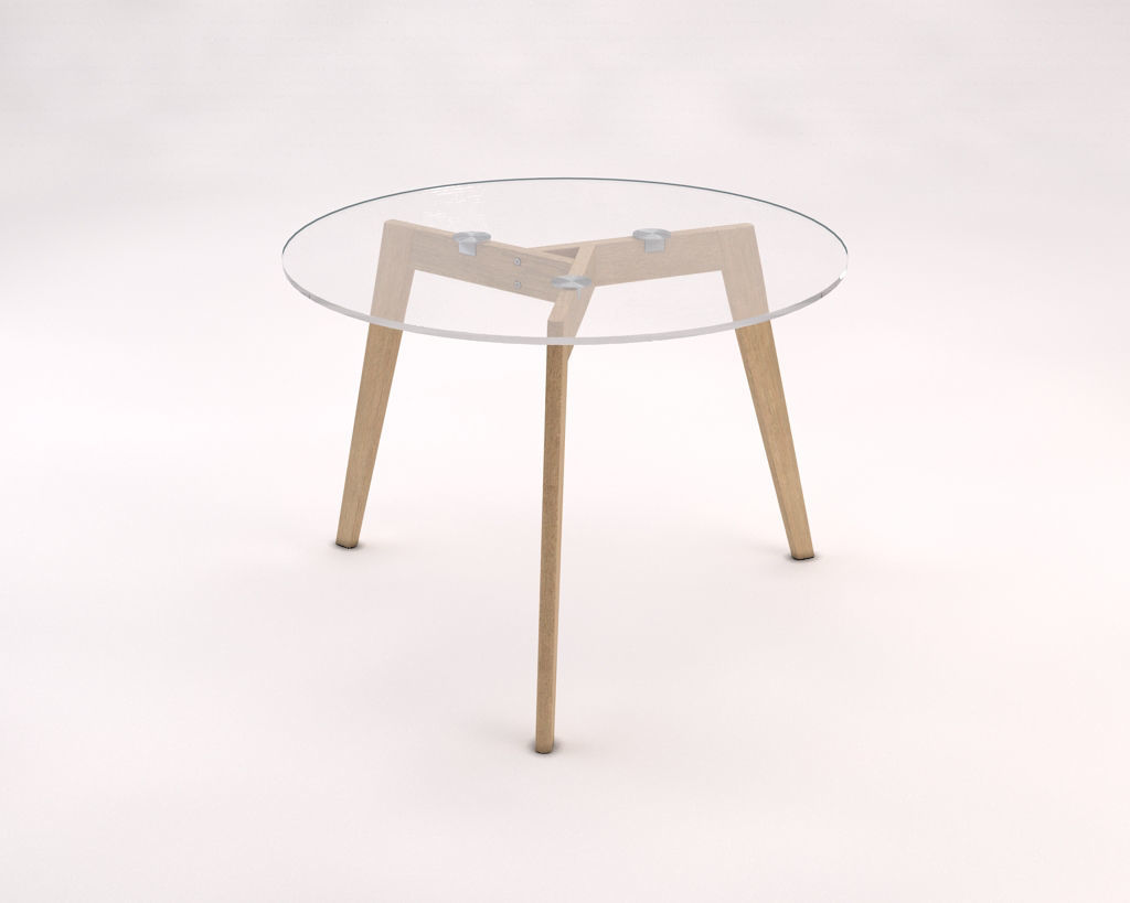 LOUNGE TABLE---Tripod and glass tray 3D model_7