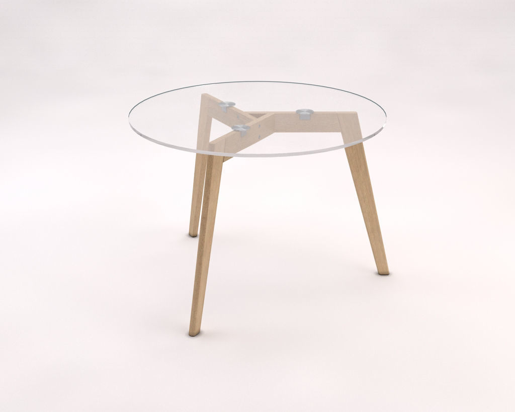 LOUNGE TABLE---Tripod and glass tray 3D model_6