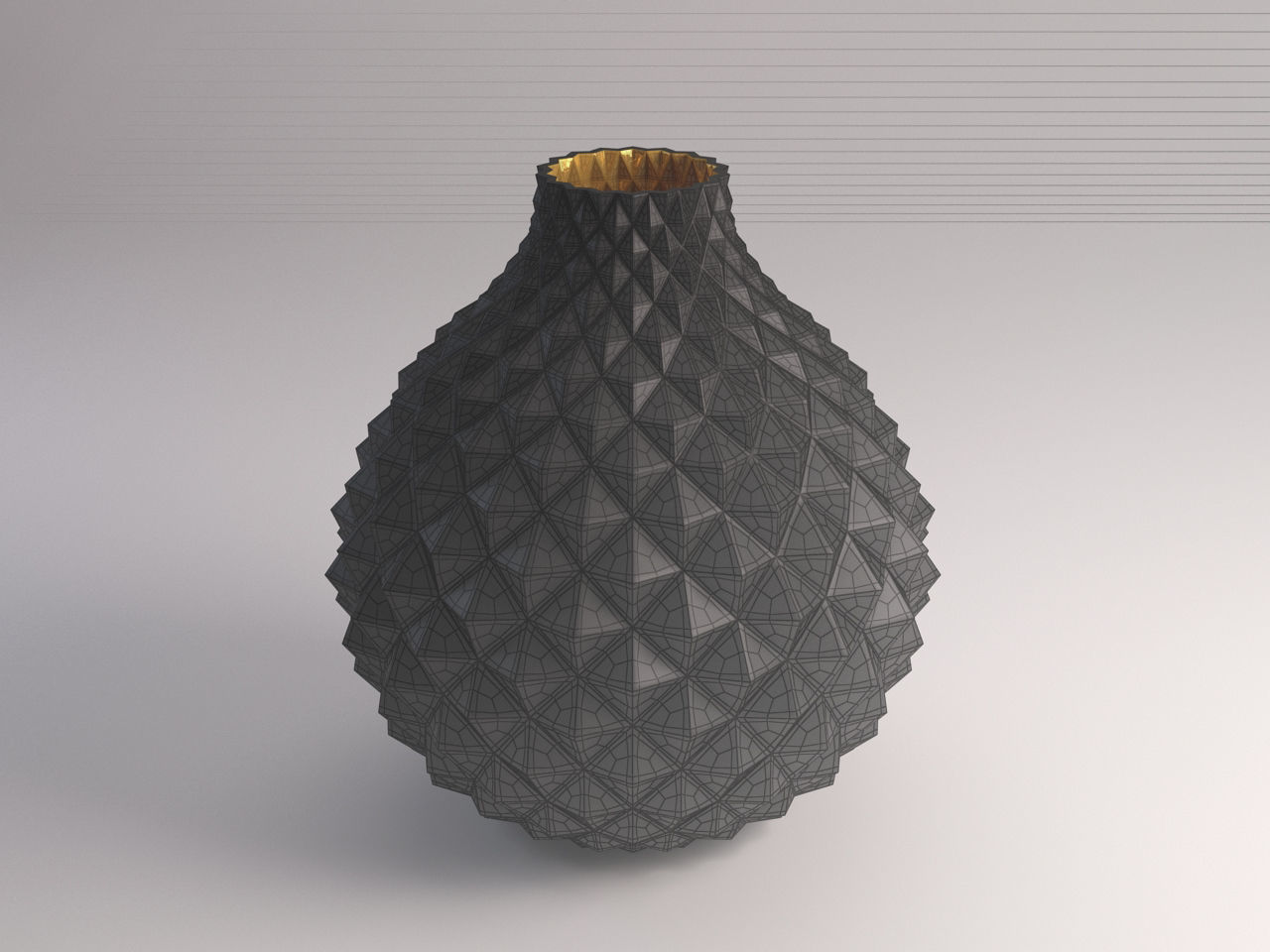 CERAMIC VASE---Diamond relief 3D model_1