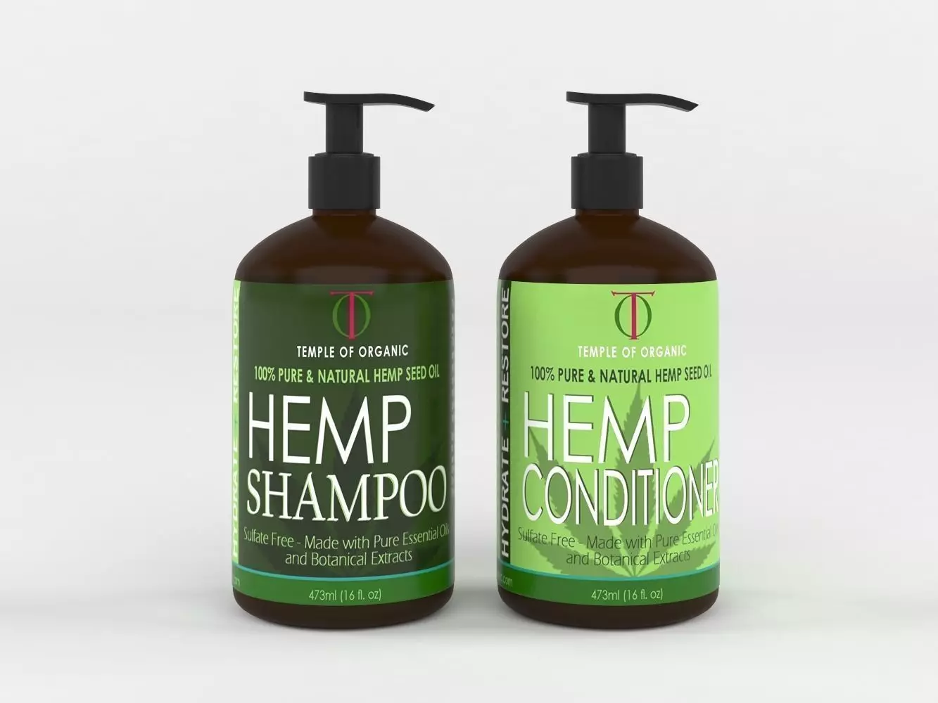 Hemp Hydrate Shampoo and Conditioner 3D model_0