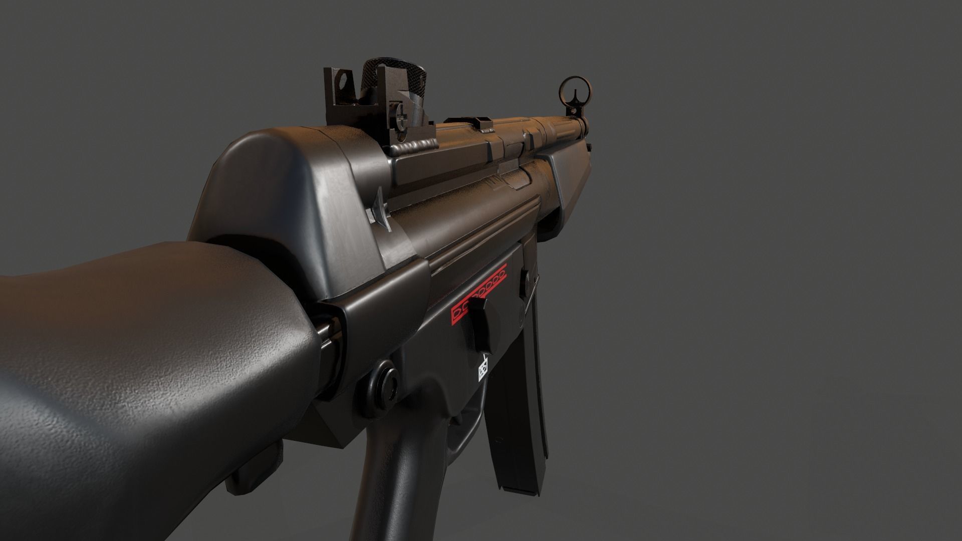 MP5A3 gun Low-poly 3D model_9