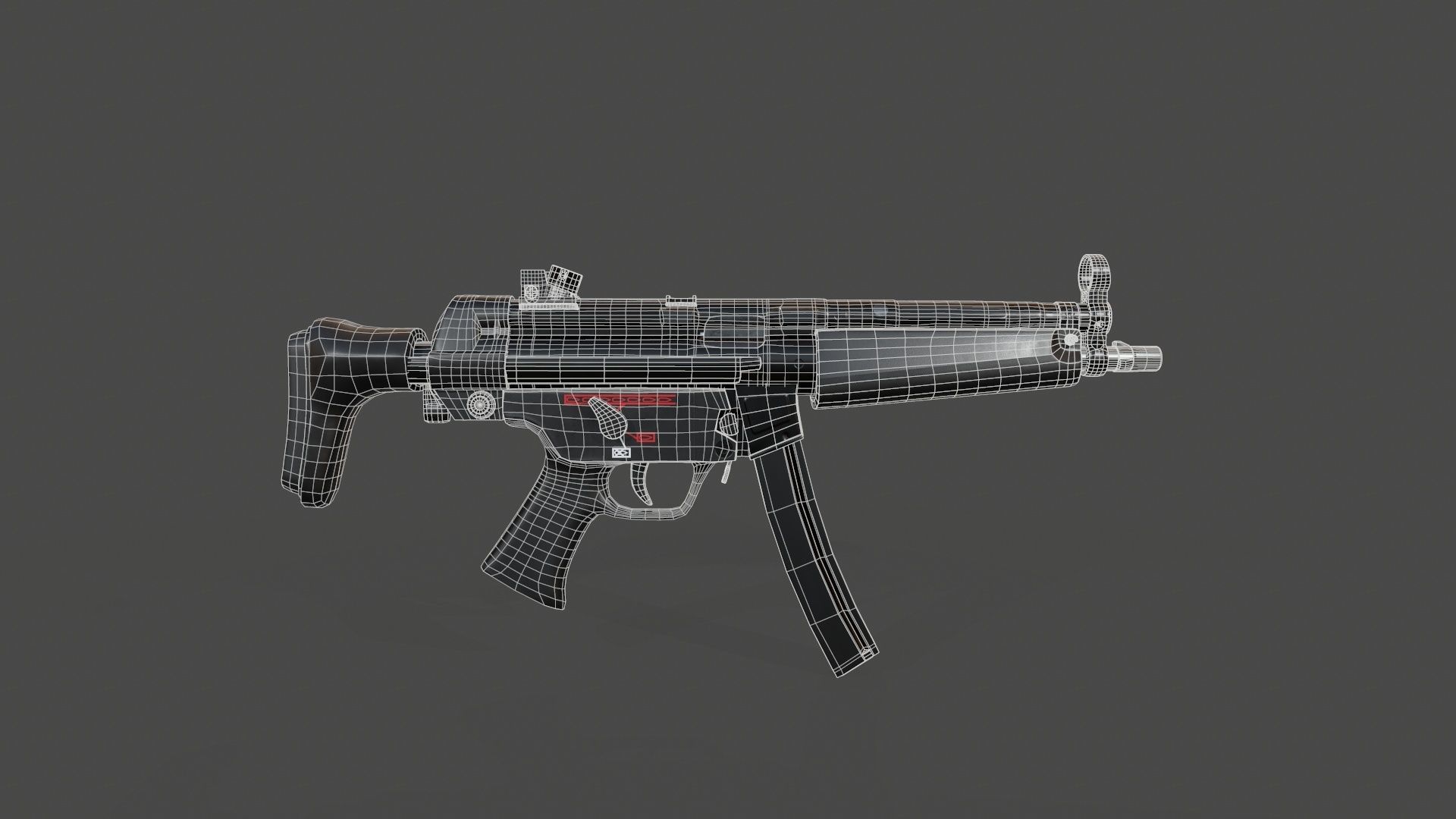 MP5A3 gun Low-poly 3D model_3