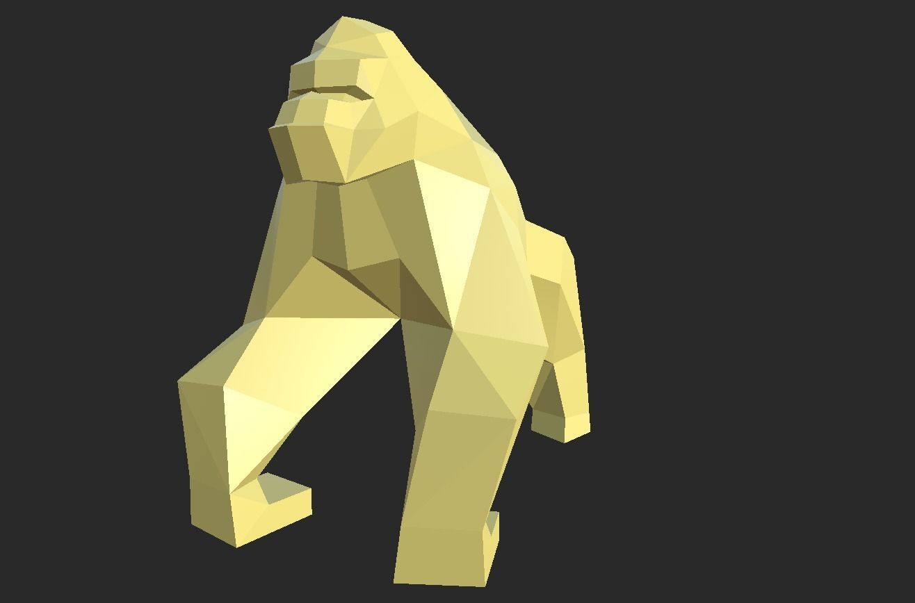 Low Poly style Gorilla ready for printing 3D print model_1