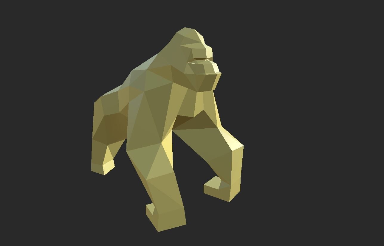 Low Poly style Gorilla ready for printing 3D print model_6