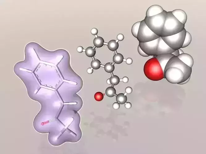 Phenylacetone molecule 3D model