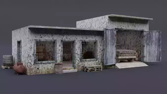 Old Garage  Low-poly 3D model Old Garage  Low-poly 3D model