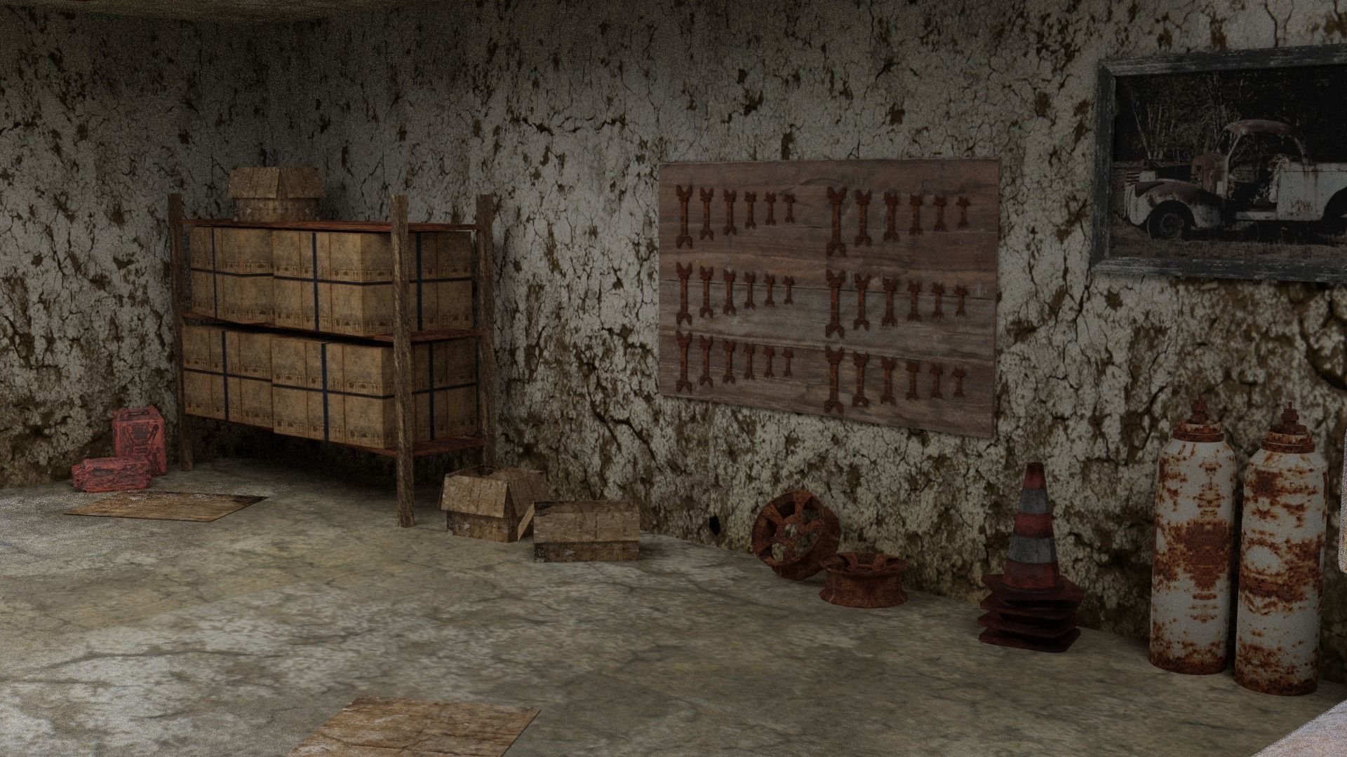 Old Garage  Low-poly 3D model_8