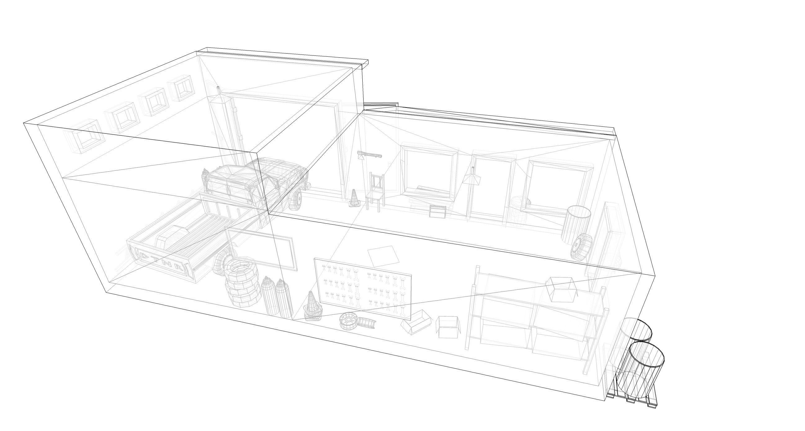 Old Garage  Low-poly 3D model_14
