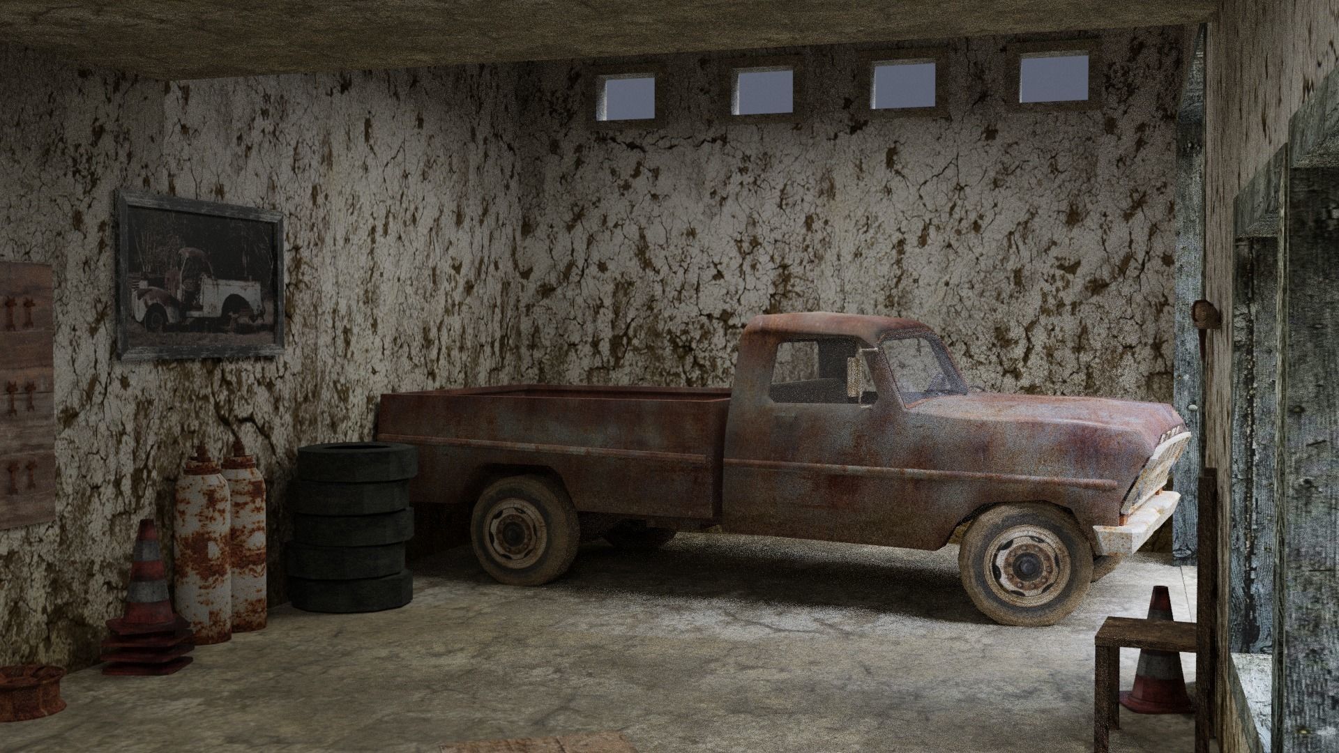 Old Garage  Low-poly 3D model_7