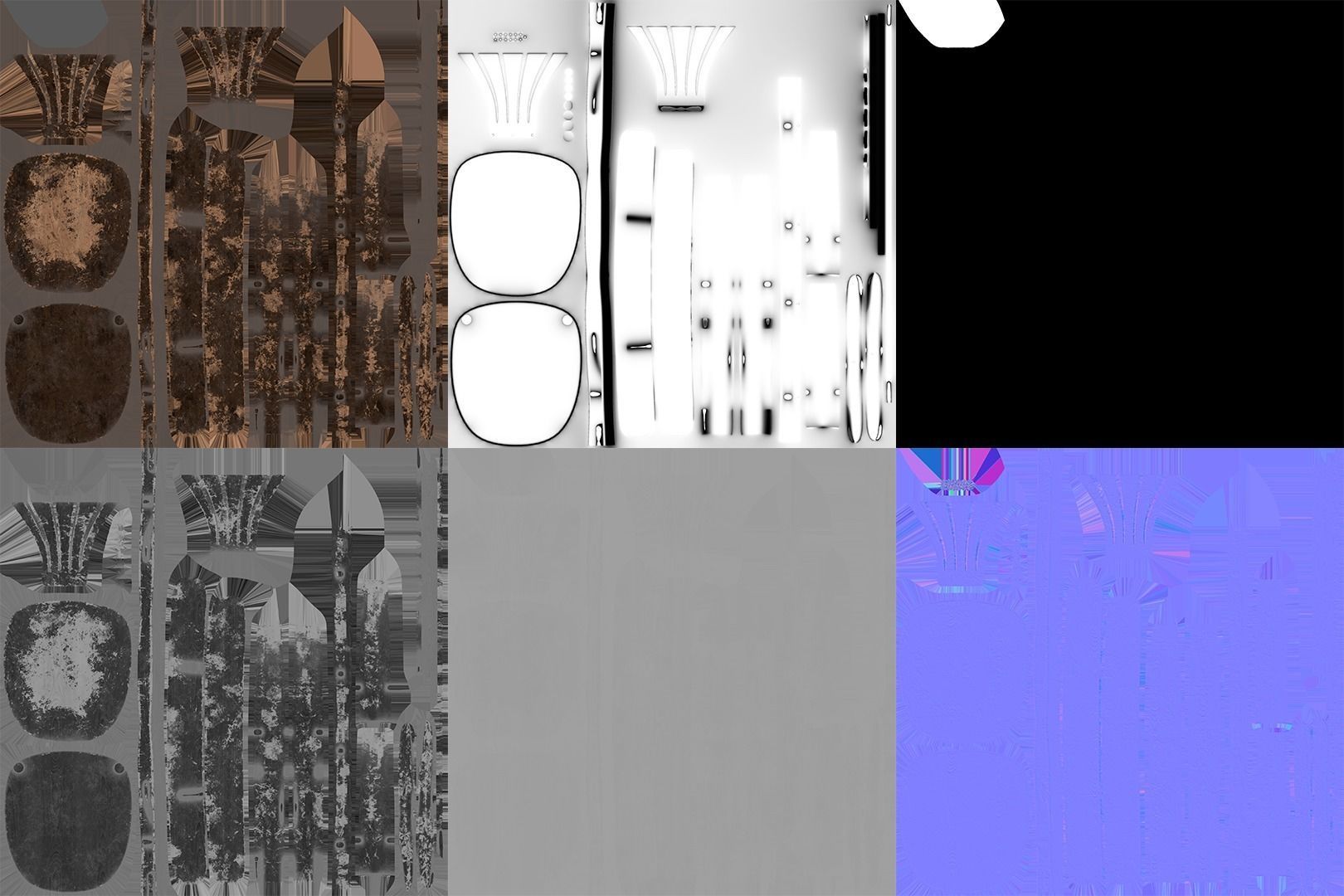 VINTAGE DARK BROWN WORN THONET STYLE CHAIR Low-poly 3D model_9