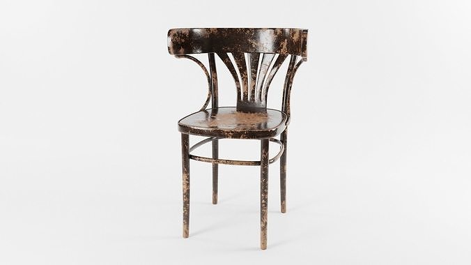 VINTAGE DARK BROWN WORN THONET STYLE CHAIR Low-poly 3D model