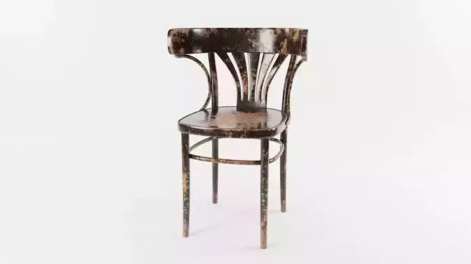 VINTAGE DARK BROWN WORN THONET STYLE CHAIR Low-poly 3D model