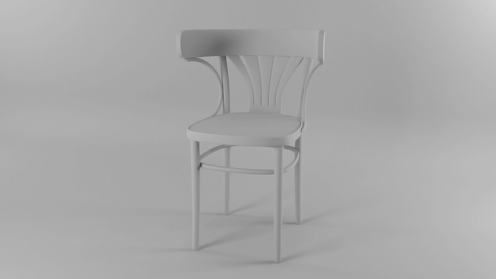 VINTAGE DARK BROWN WORN THONET STYLE CHAIR Low-poly 3D model_6