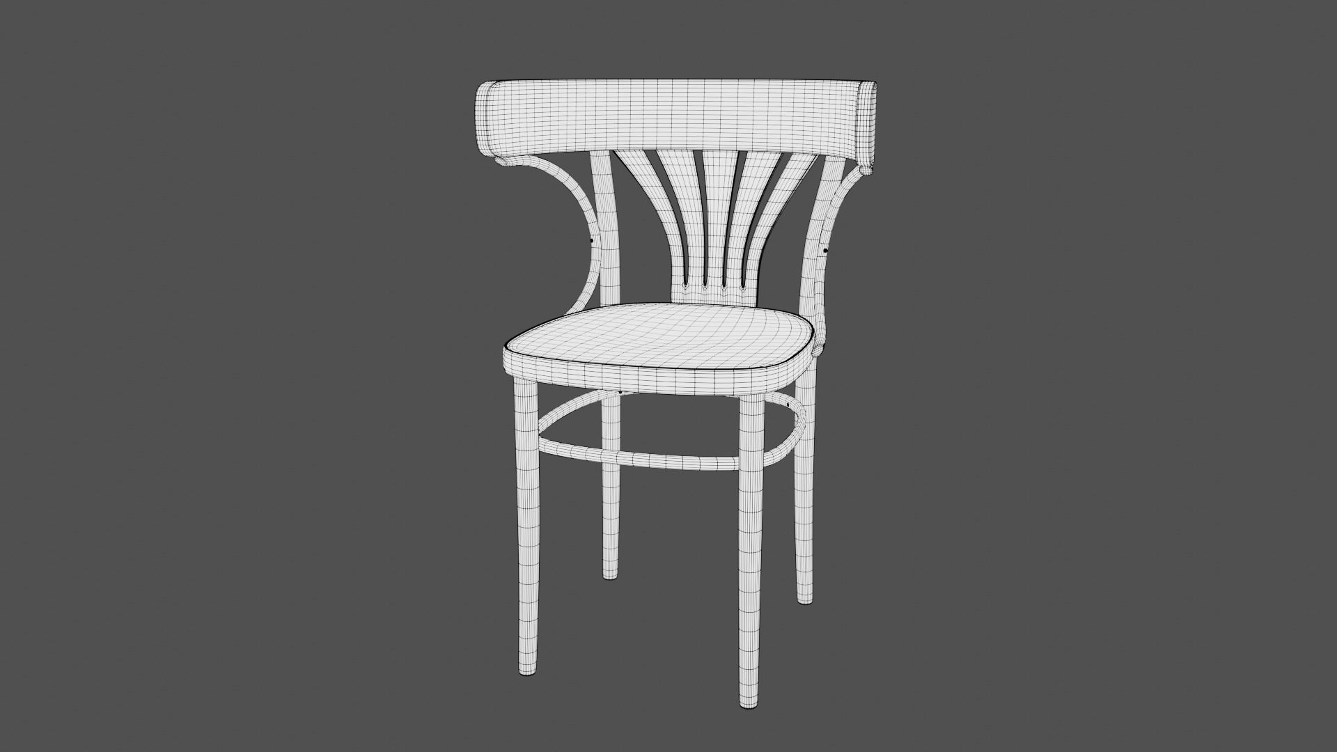 VINTAGE DARK BROWN WORN THONET STYLE CHAIR Low-poly 3D model_7