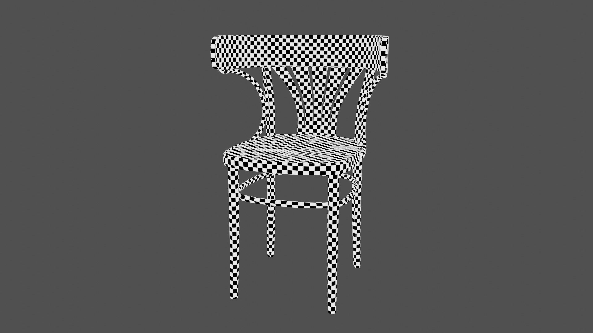 VINTAGE DARK BROWN WORN THONET STYLE CHAIR Low-poly 3D model_8