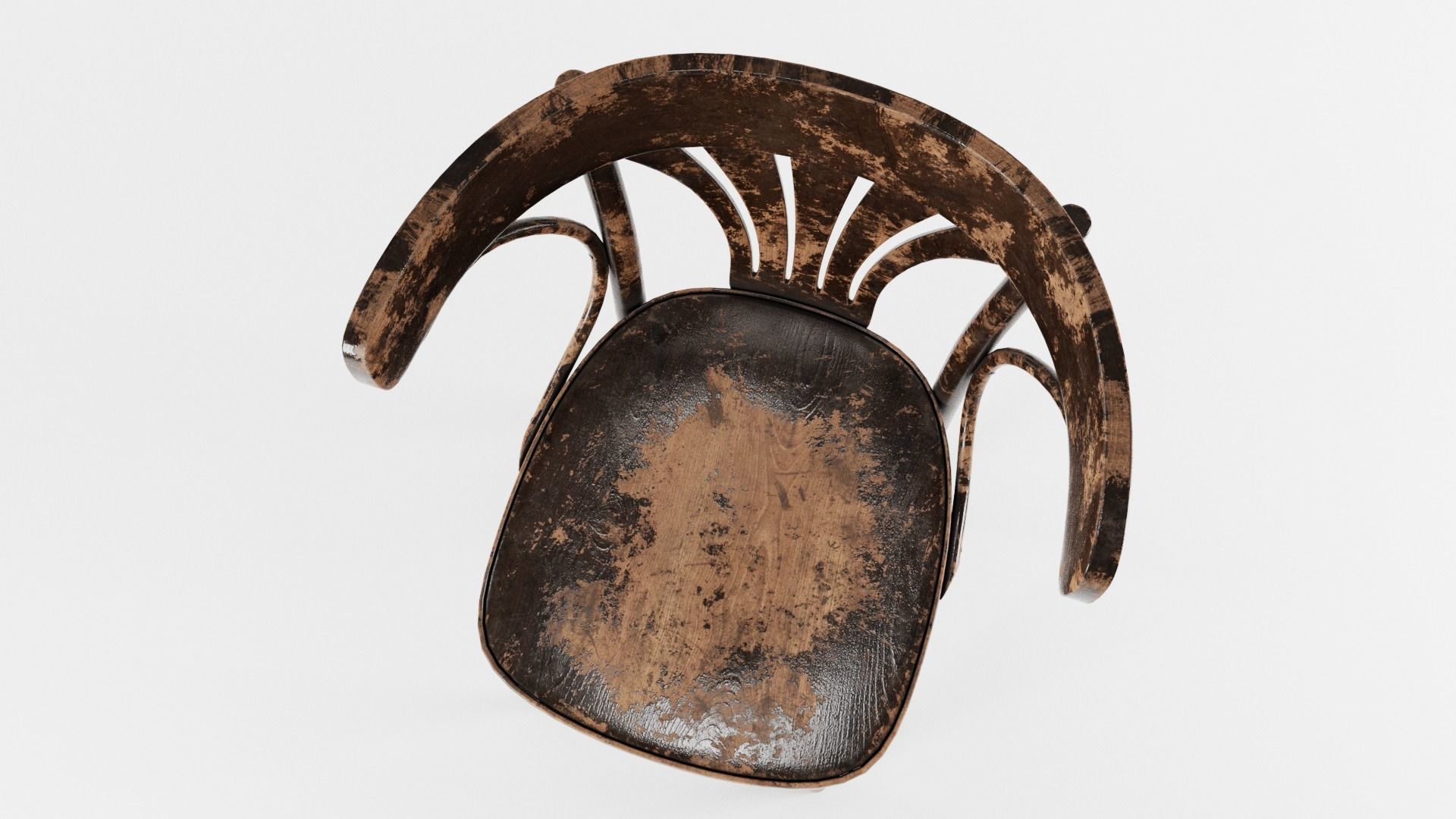 VINTAGE DARK BROWN WORN THONET STYLE CHAIR Low-poly 3D model_5