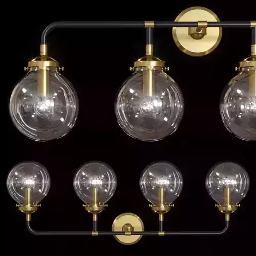 RH BISTRO GLOBE CLEAR GLASS BATH SCONCE 4-LIGHT