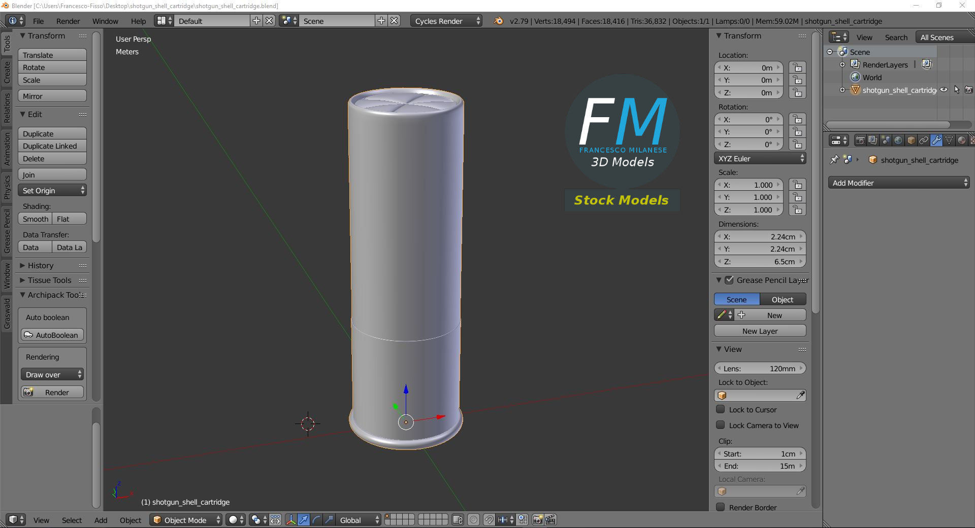 Shotgun shell cartridge 3D model_9