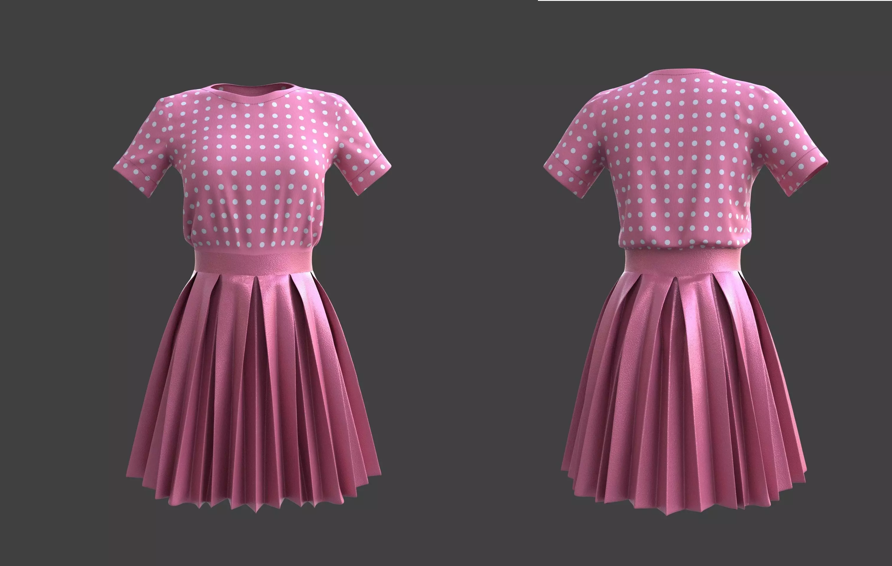 pleated dress -skirt and top 3D model