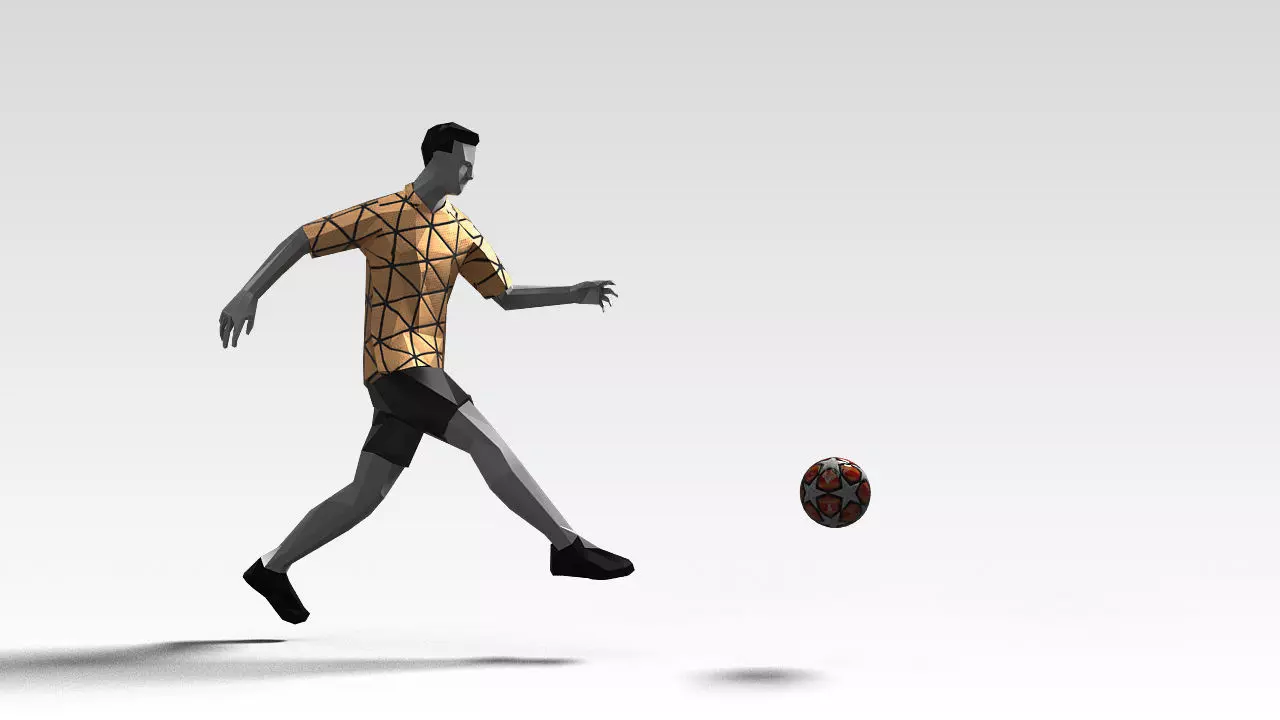Footballer Edged 2 Rigged PBR Low-poly Low-poly 3D model
