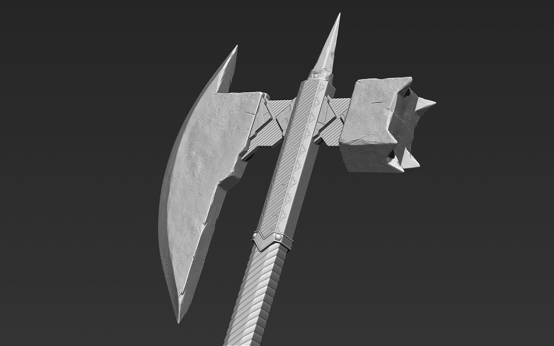 Zbrush Battle Axe 02 3D model_2