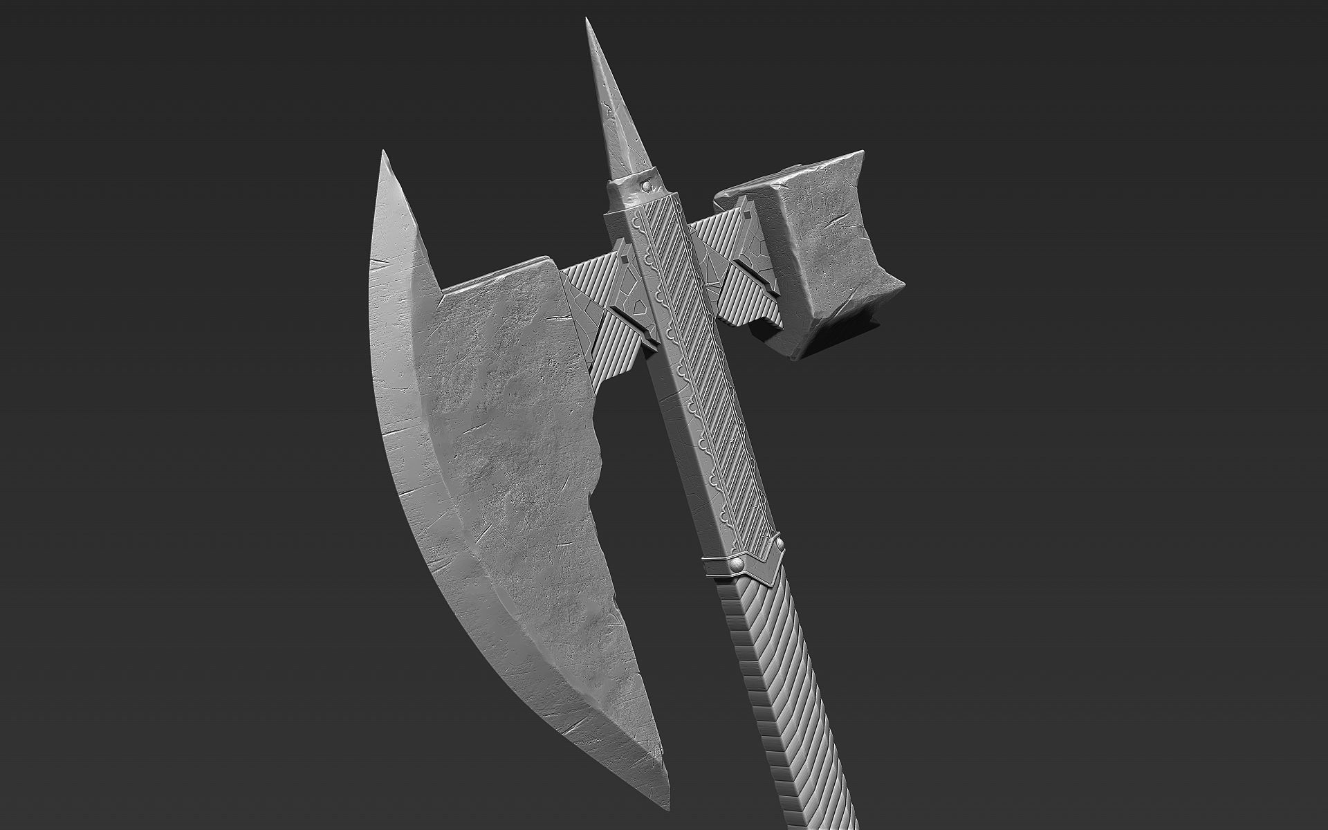 Zbrush Battle Axe 02 3D model_1