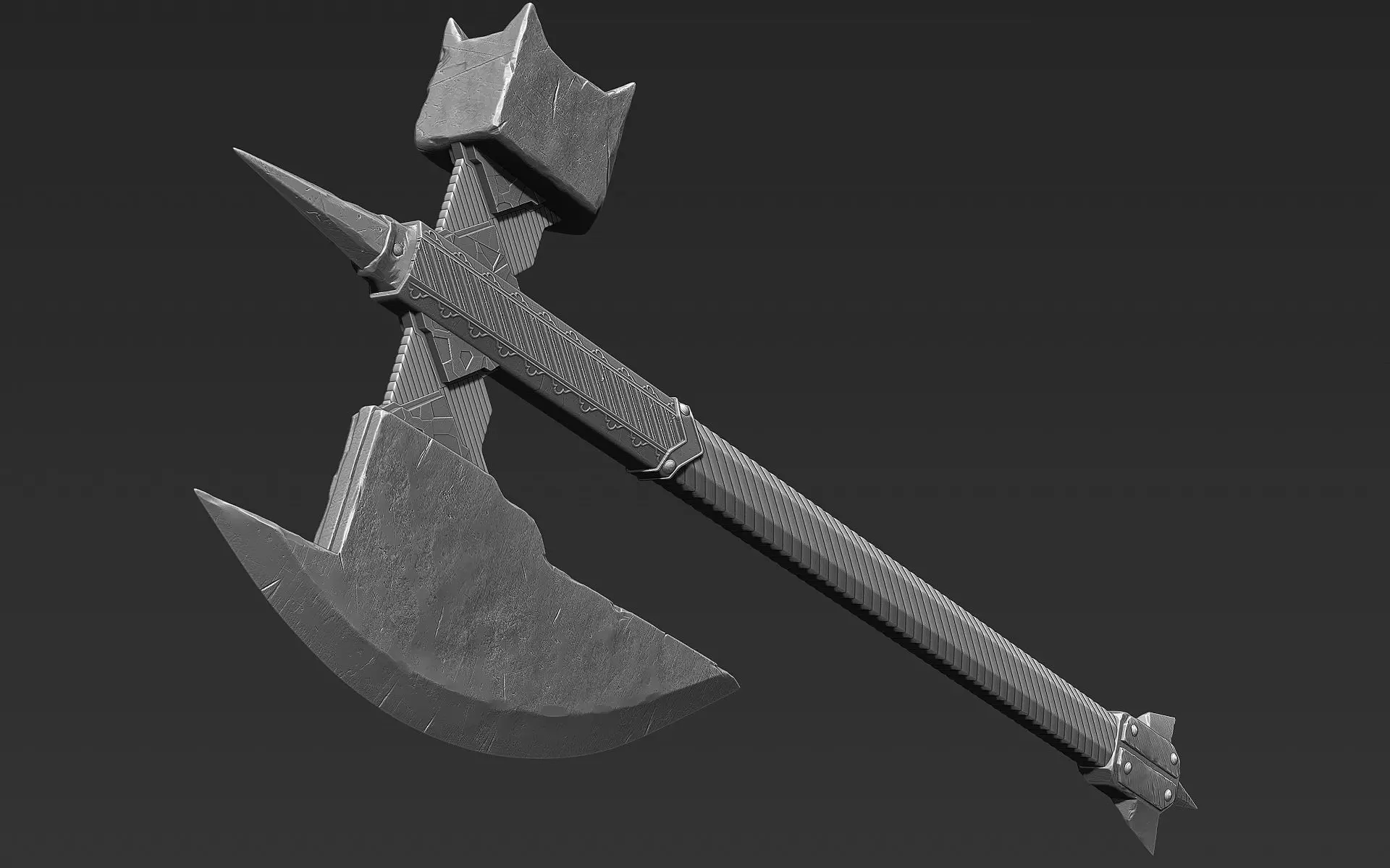 Zbrush Battle Axe 02 3D model_0