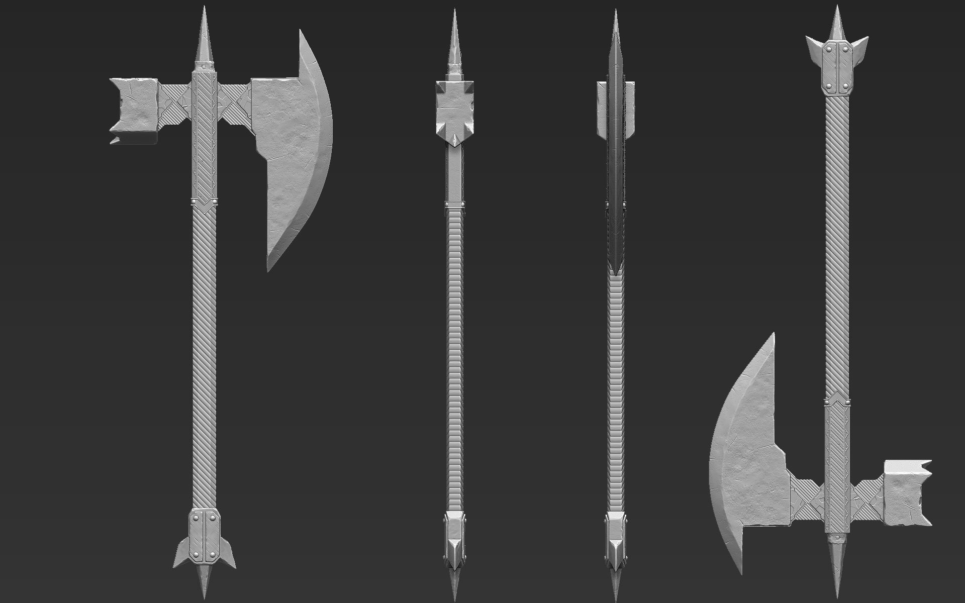 Zbrush Battle Axe 02 3D model_5
