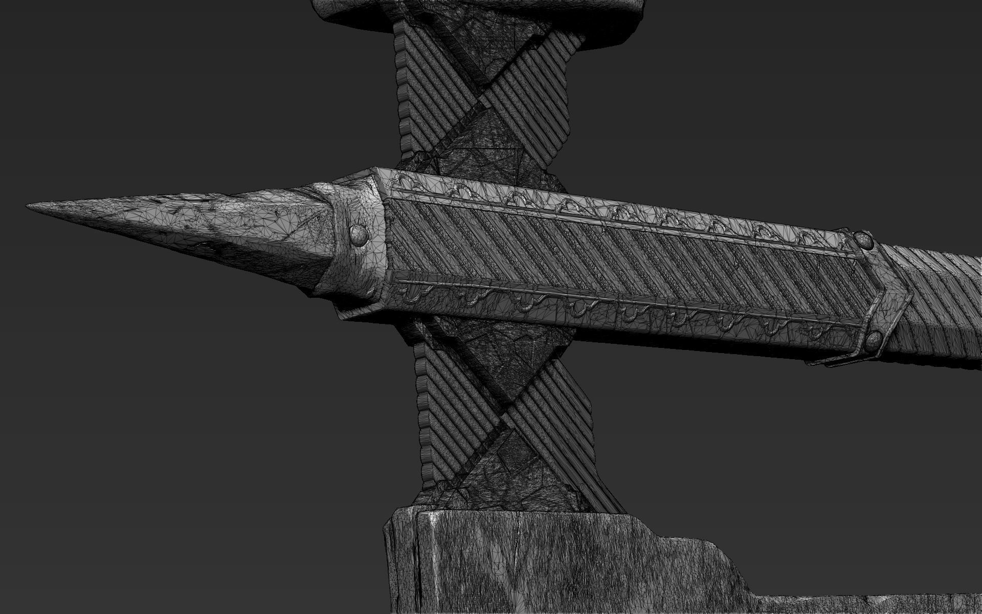 Zbrush Battle Axe 02 3D model_6