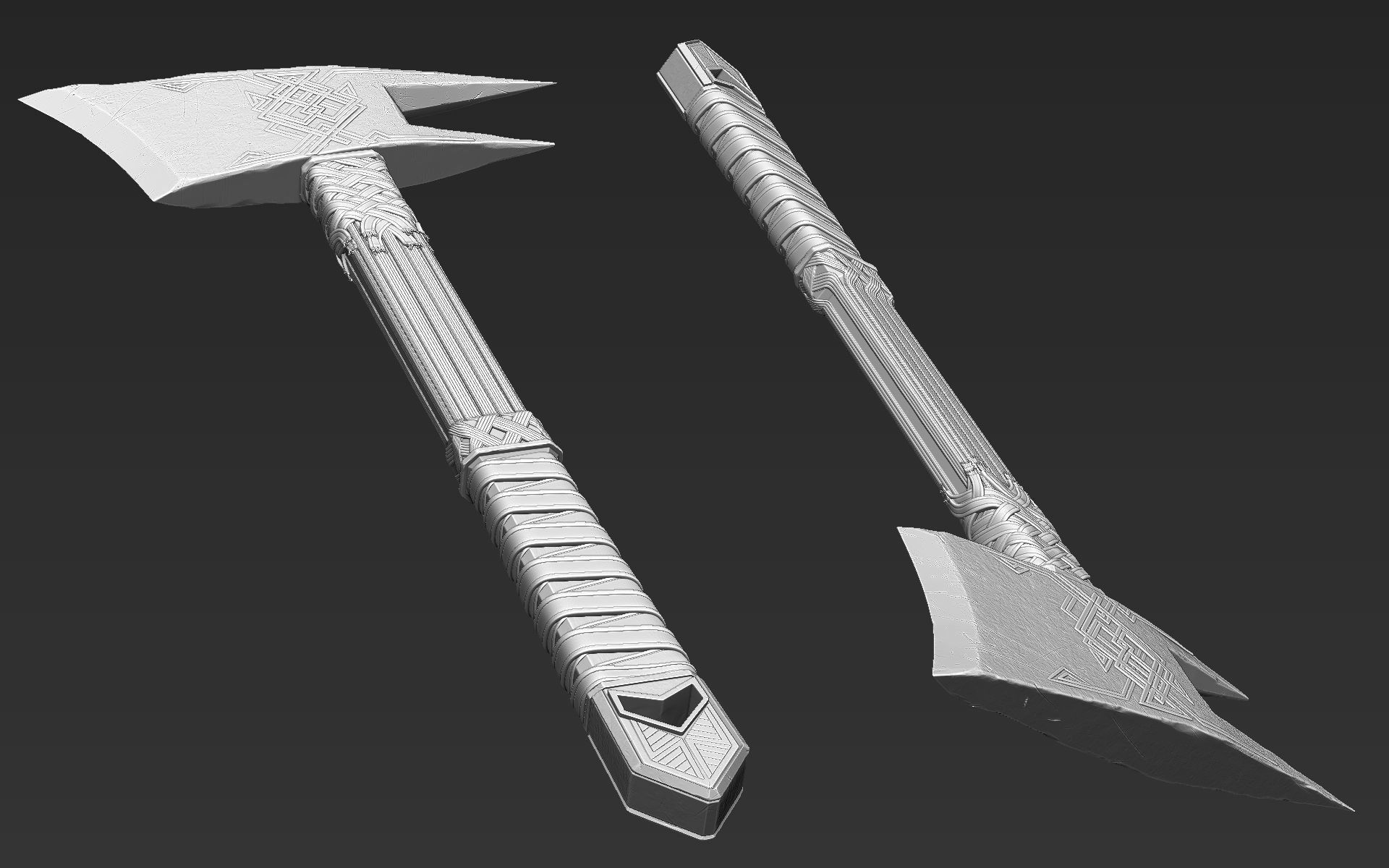 Zbrush Battle Axe 03 3D model_5