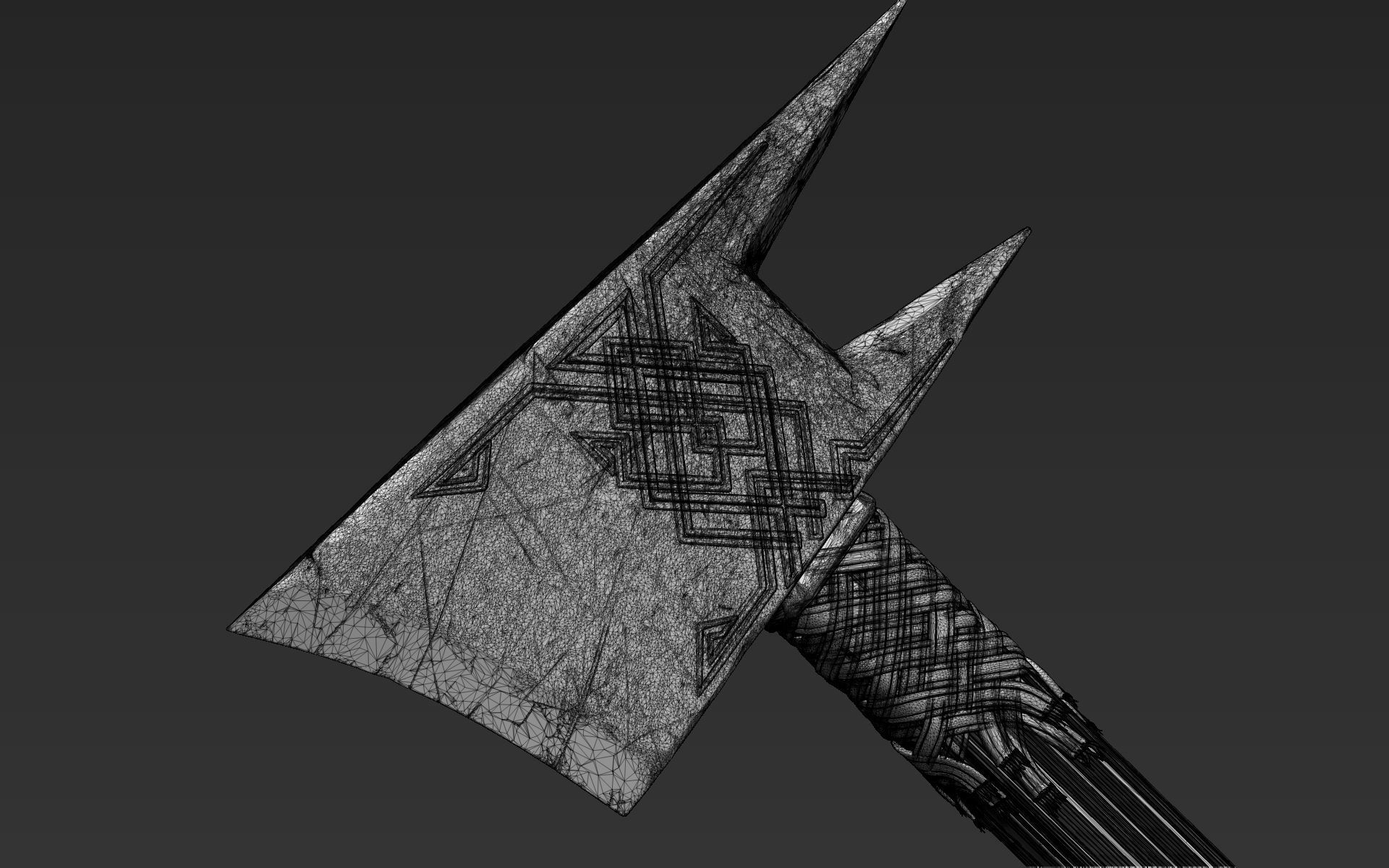 Zbrush Battle Axe 03 3D model_7