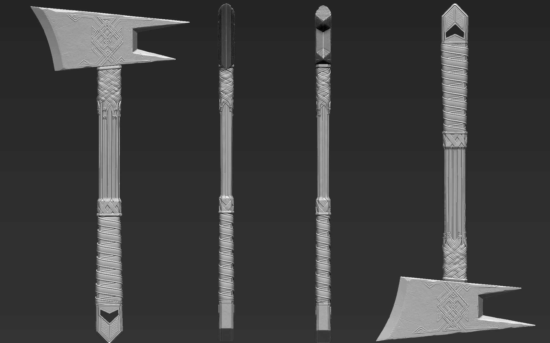 Zbrush Battle Axe 03 3D model_6