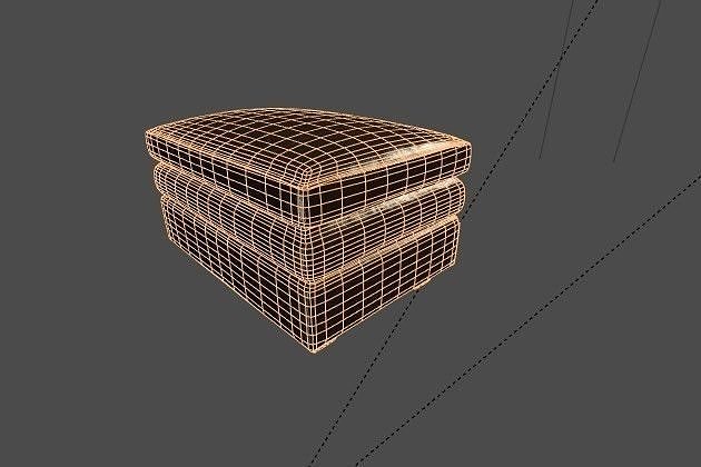 GleassonChariOttoman leather ottoman in middle of parking lot Low-poly 3D model