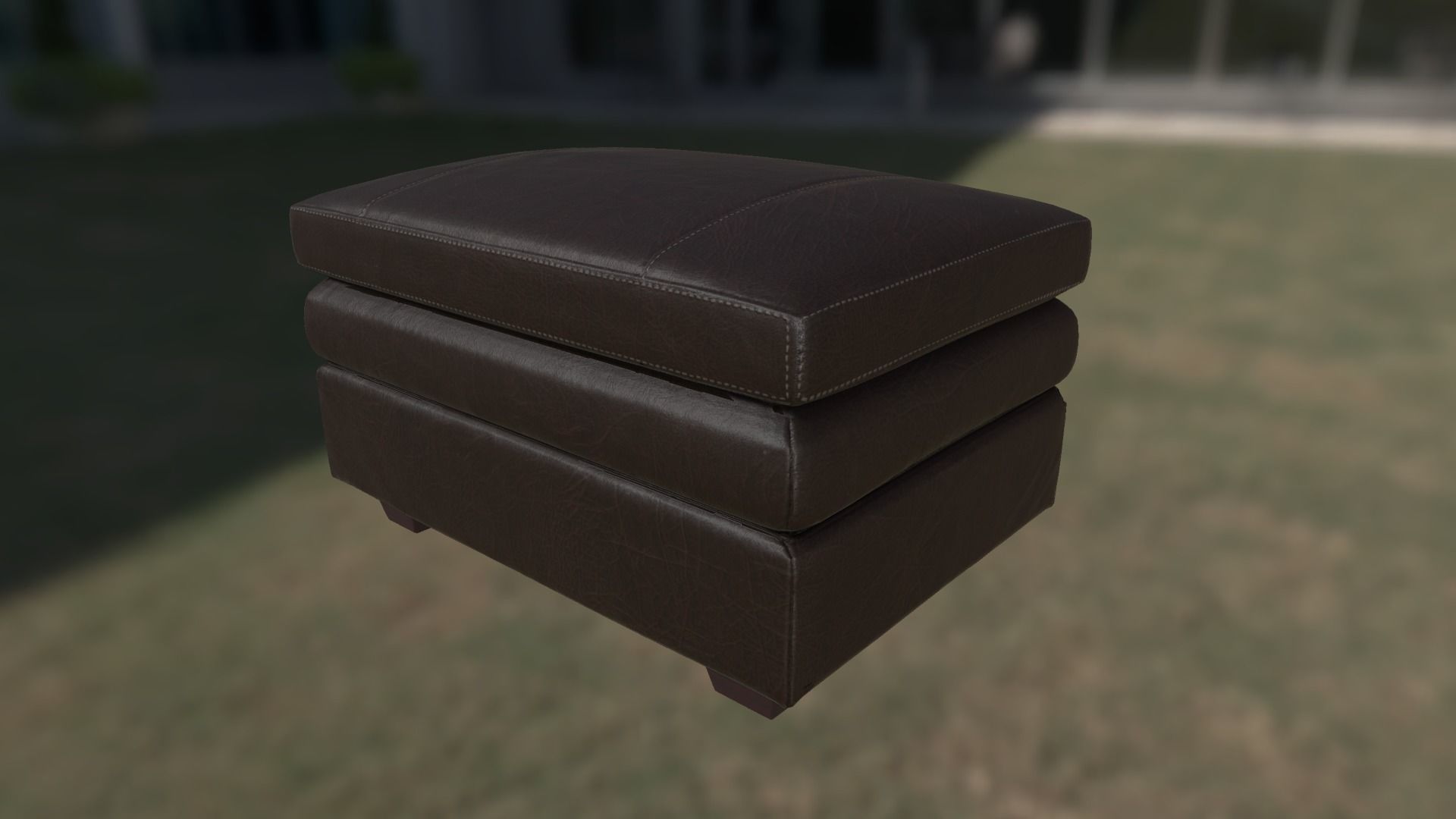 GleassonChariOttoman leather ottoman in middle of parking lot Low-poly 3D model_2