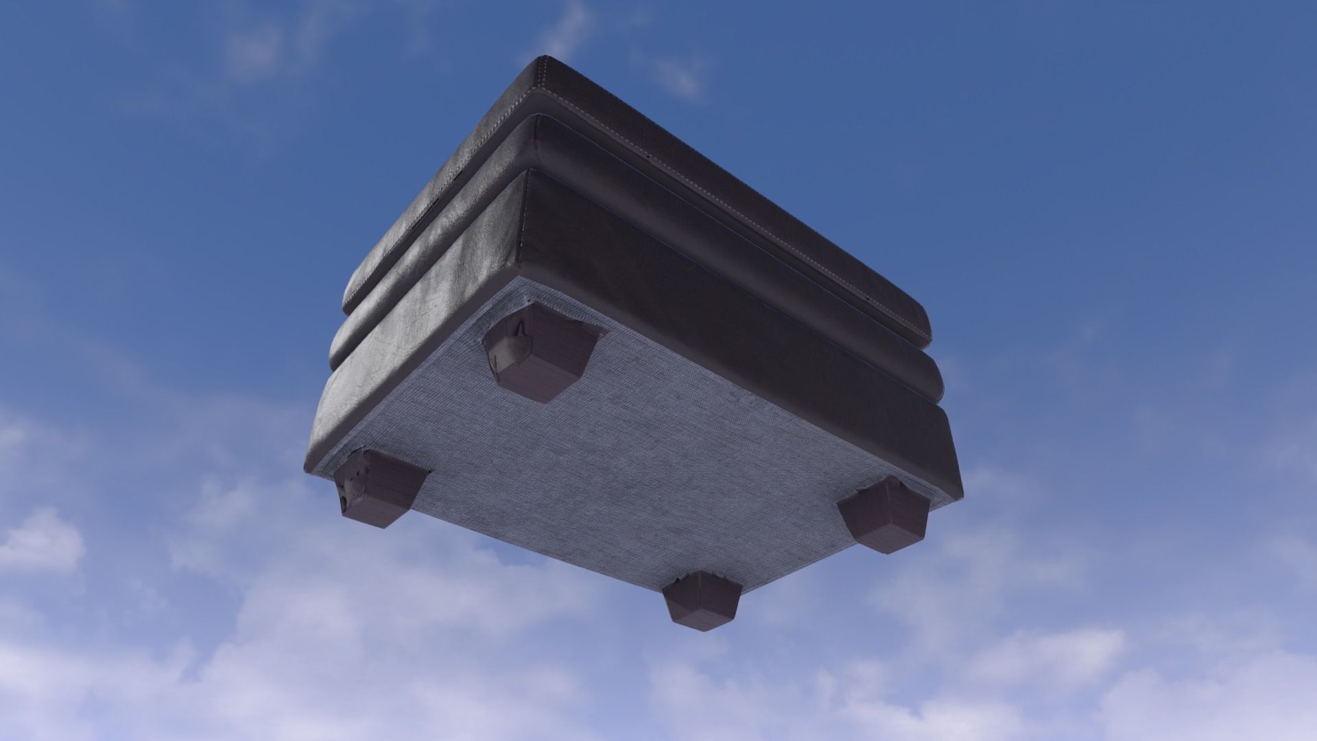 GleassonChariOttoman leather ottoman in middle of parking lot Low-poly 3D model_4