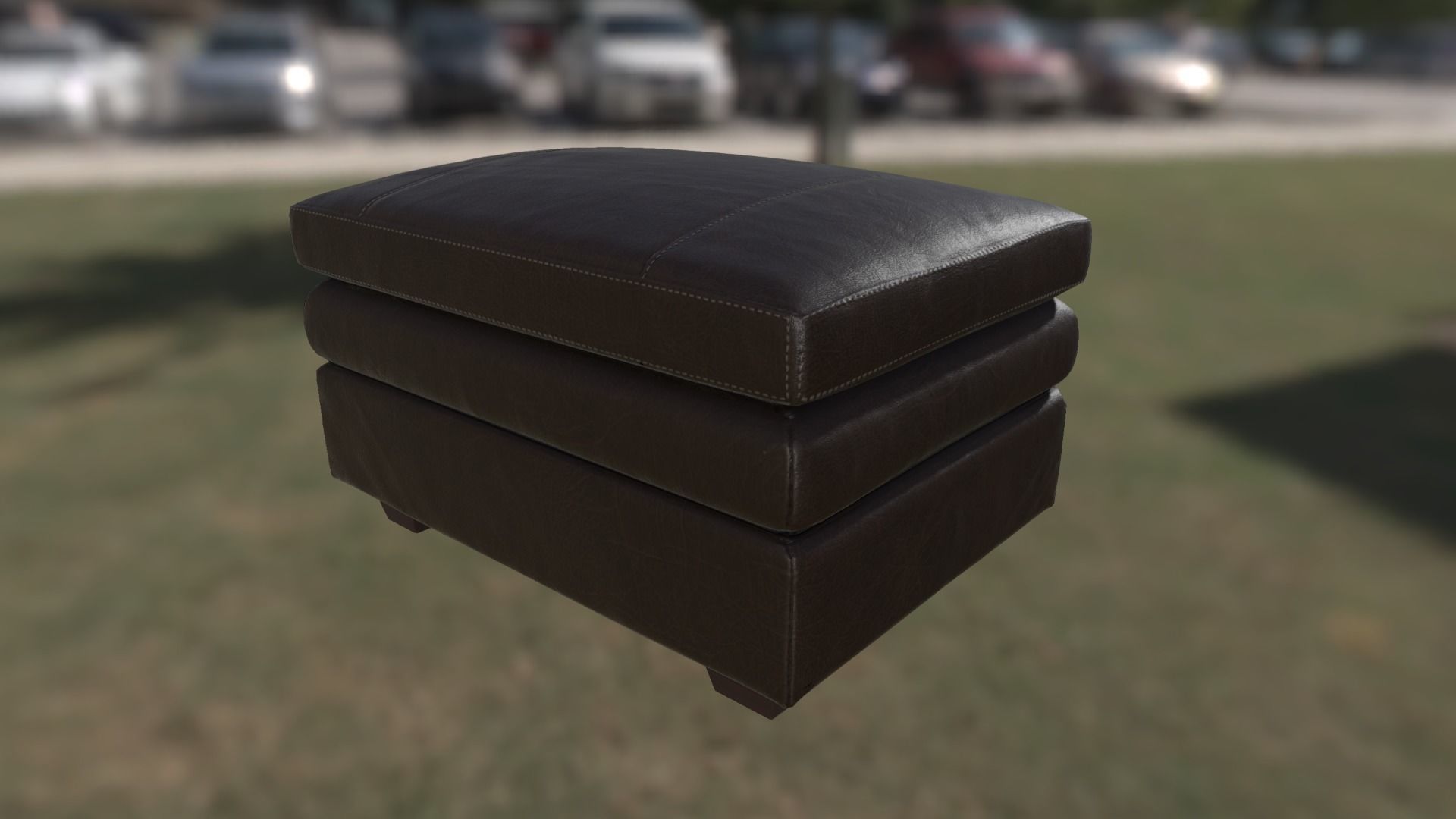 GleassonChariOttoman leather ottoman in middle of parking lot Low-poly 3D model_1