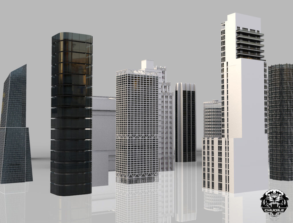 City Kitbash Collection Cityscape Low-poly 3D model_4