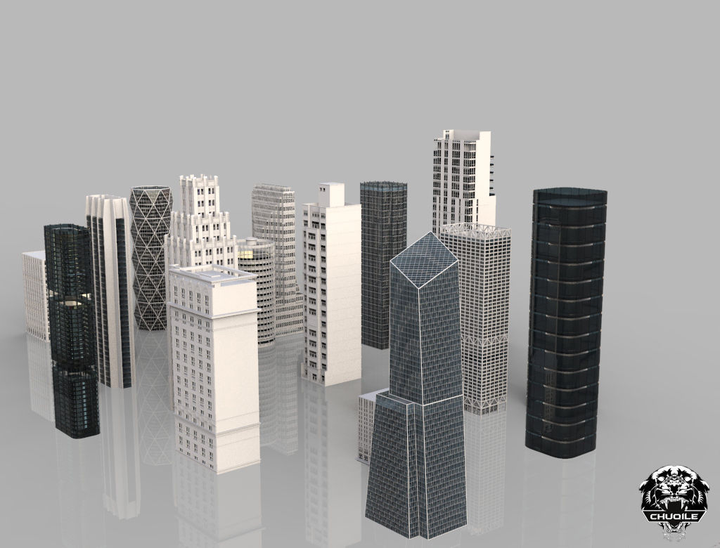 City Kitbash Collection Cityscape Low-poly 3D model_1