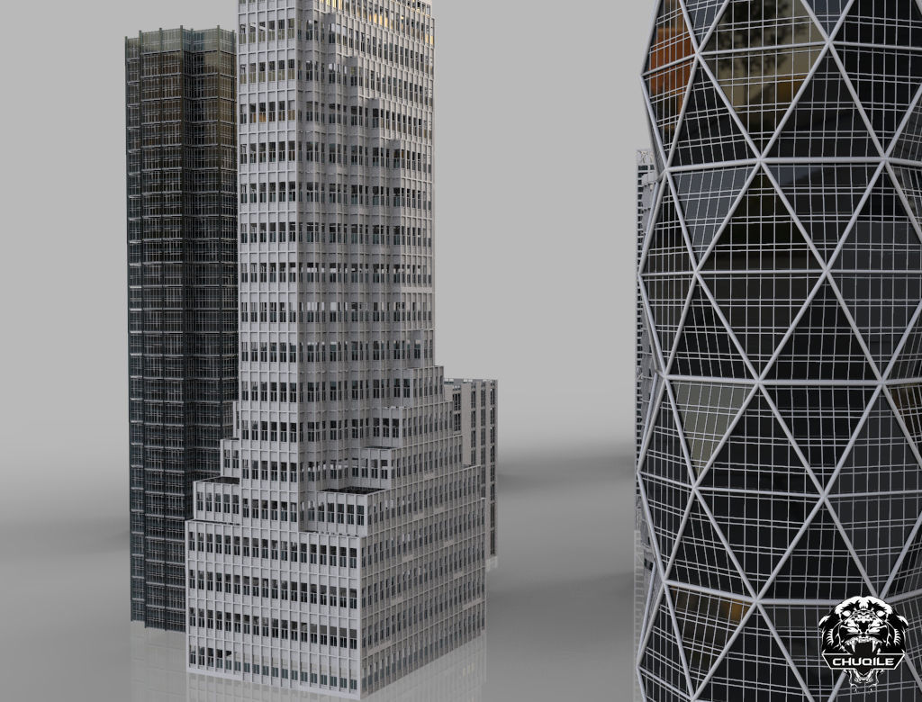 City Kitbash Collection Cityscape Low-poly 3D model_17