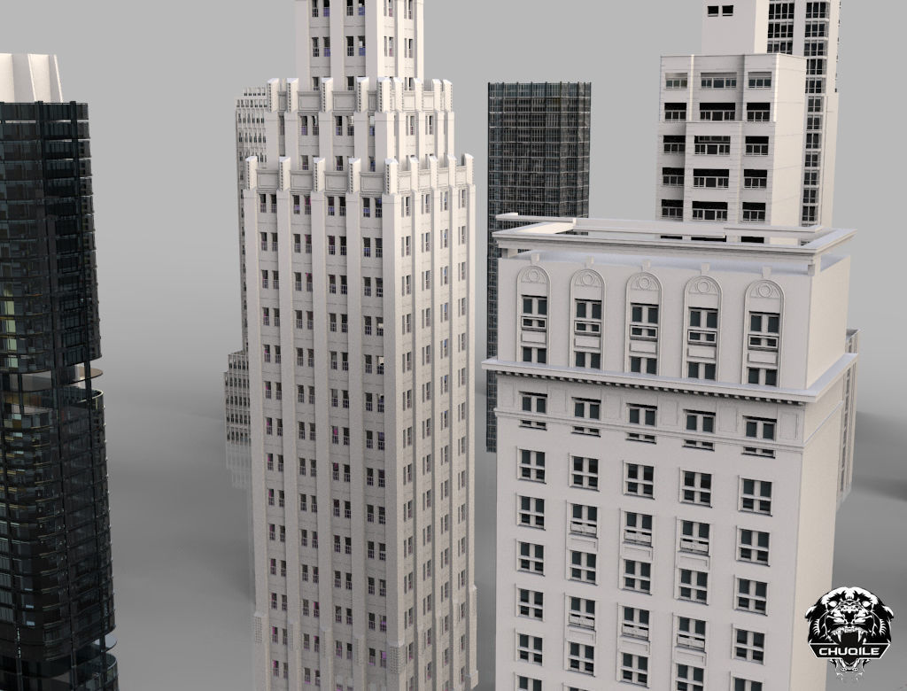 City Kitbash Collection Cityscape Low-poly 3D model_13