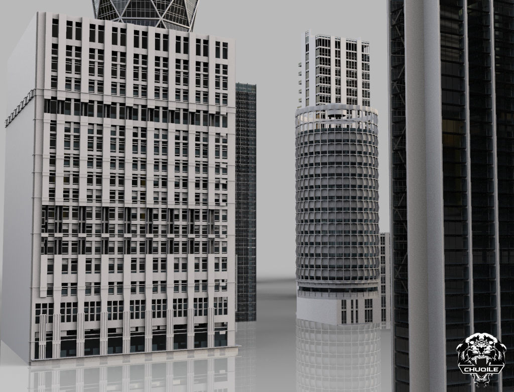 City Kitbash Collection Cityscape Low-poly 3D model_10