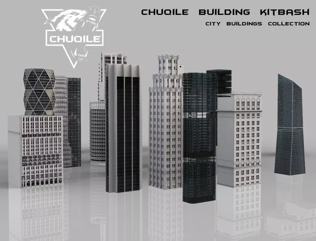 City Kitbash Collection Cityscape Low-poly 3D model_0