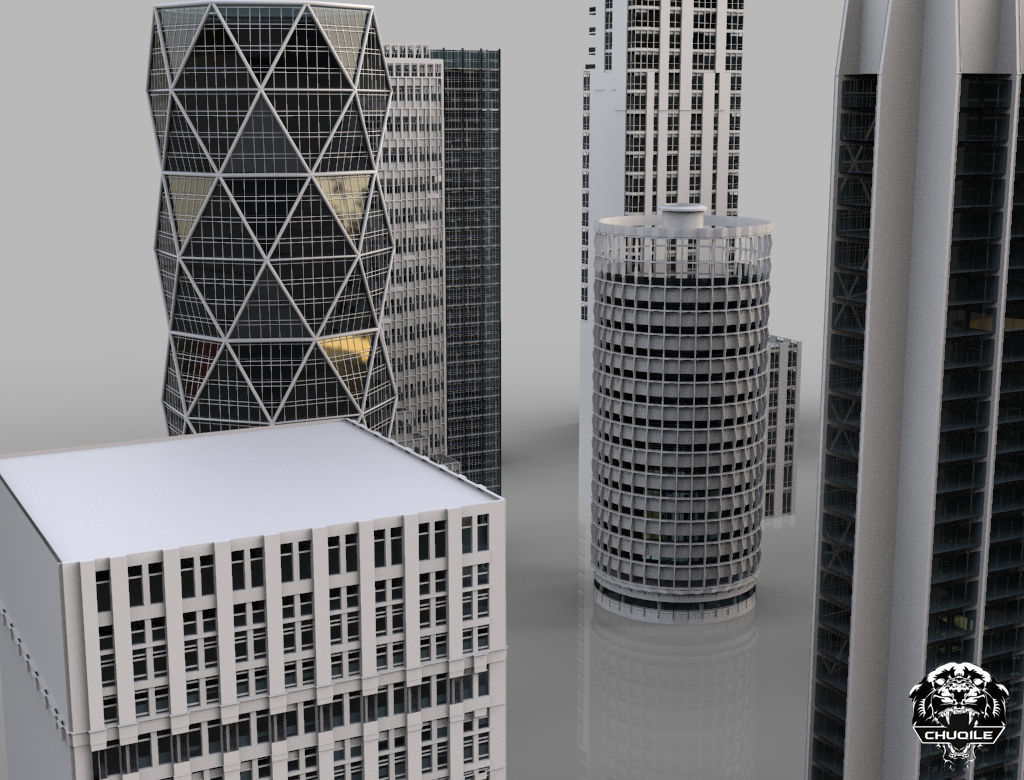 City Kitbash Collection Cityscape Low-poly 3D model_12
