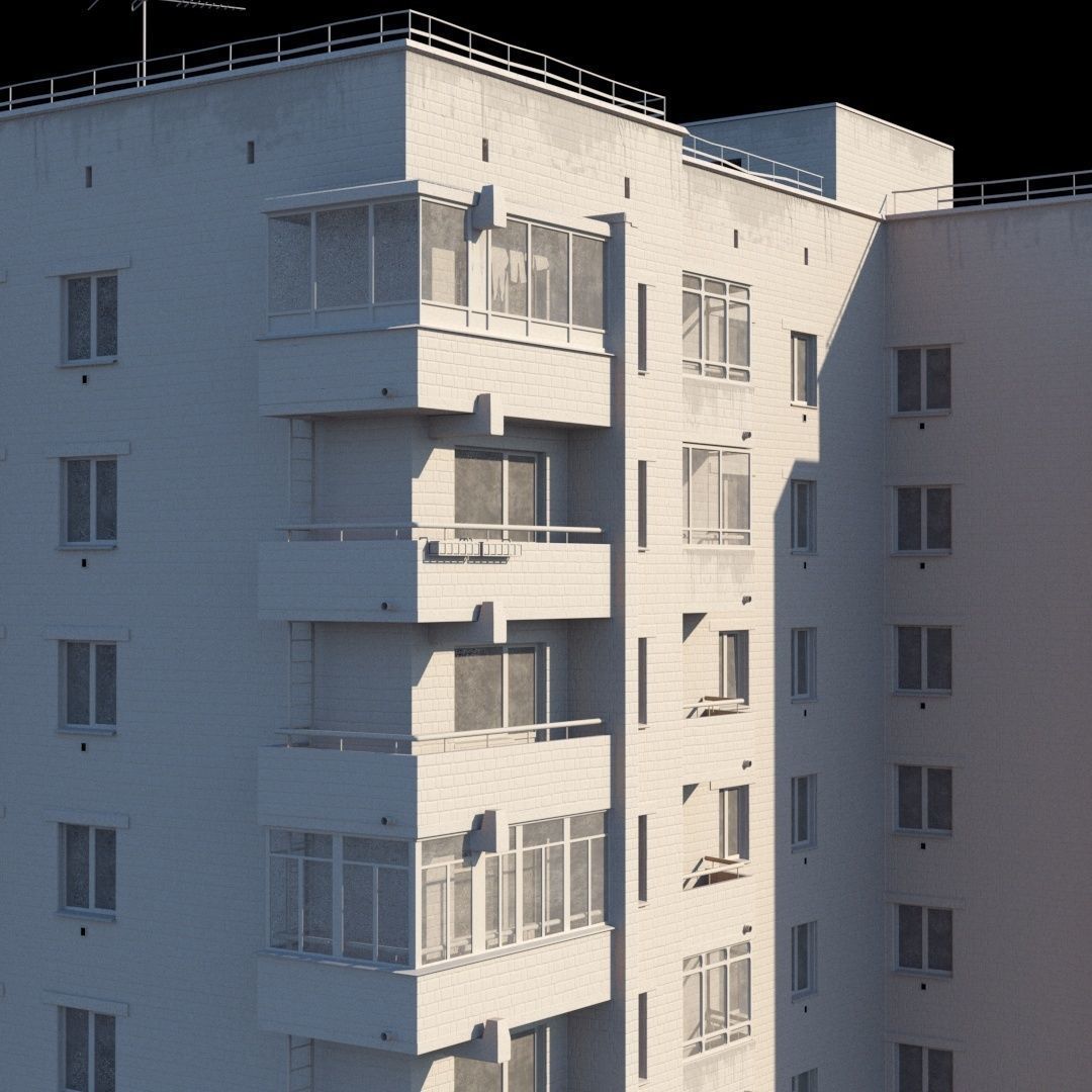 Soviet nine-story house 3D model_11