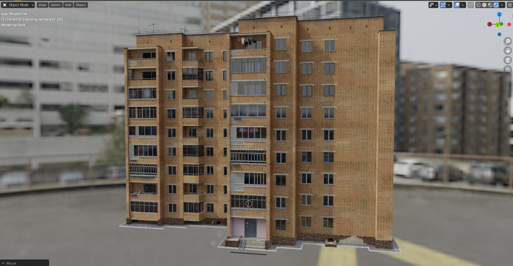 Soviet nine-story house 3D model_7