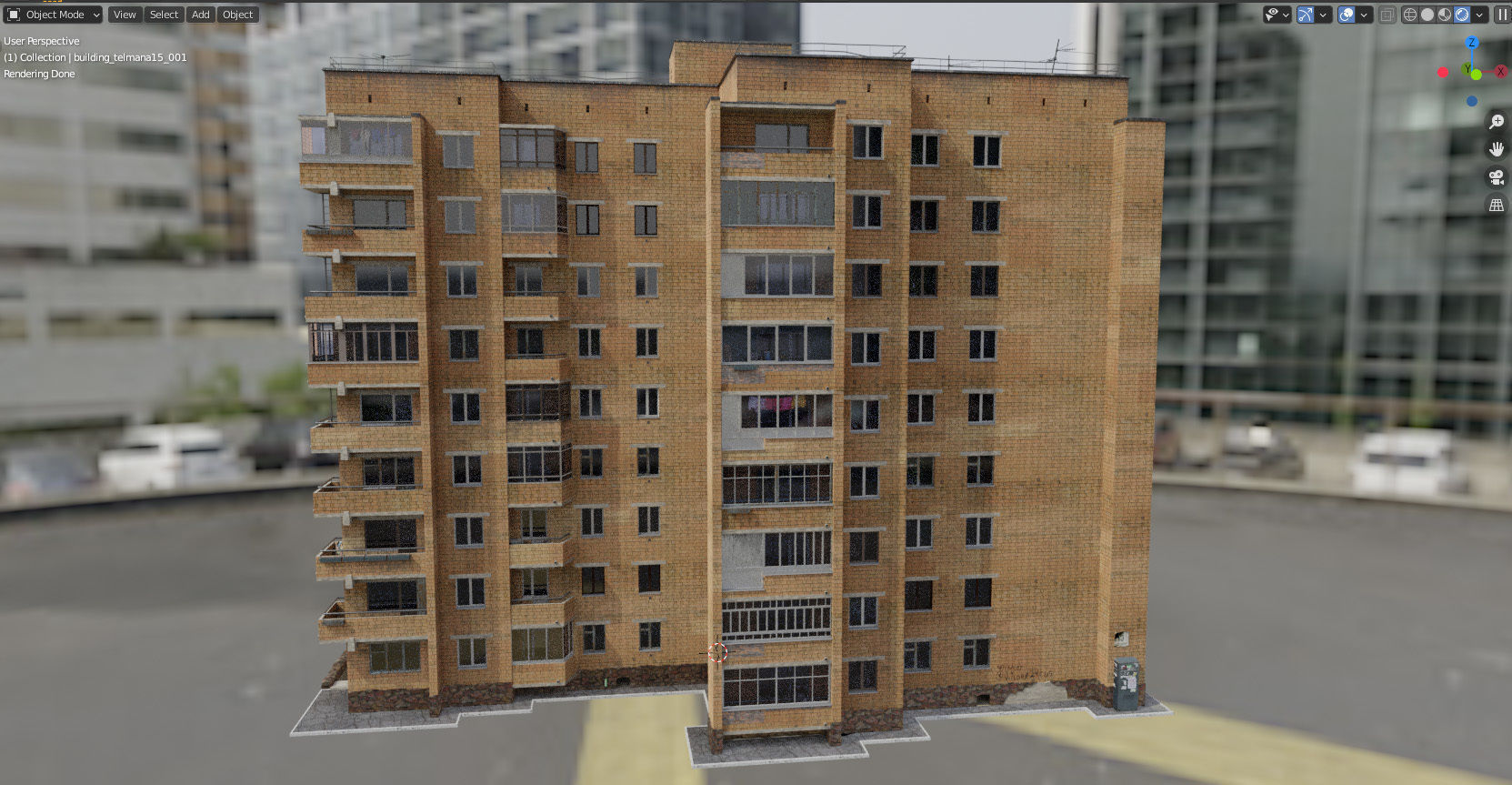 Soviet nine-story house 3D model_9