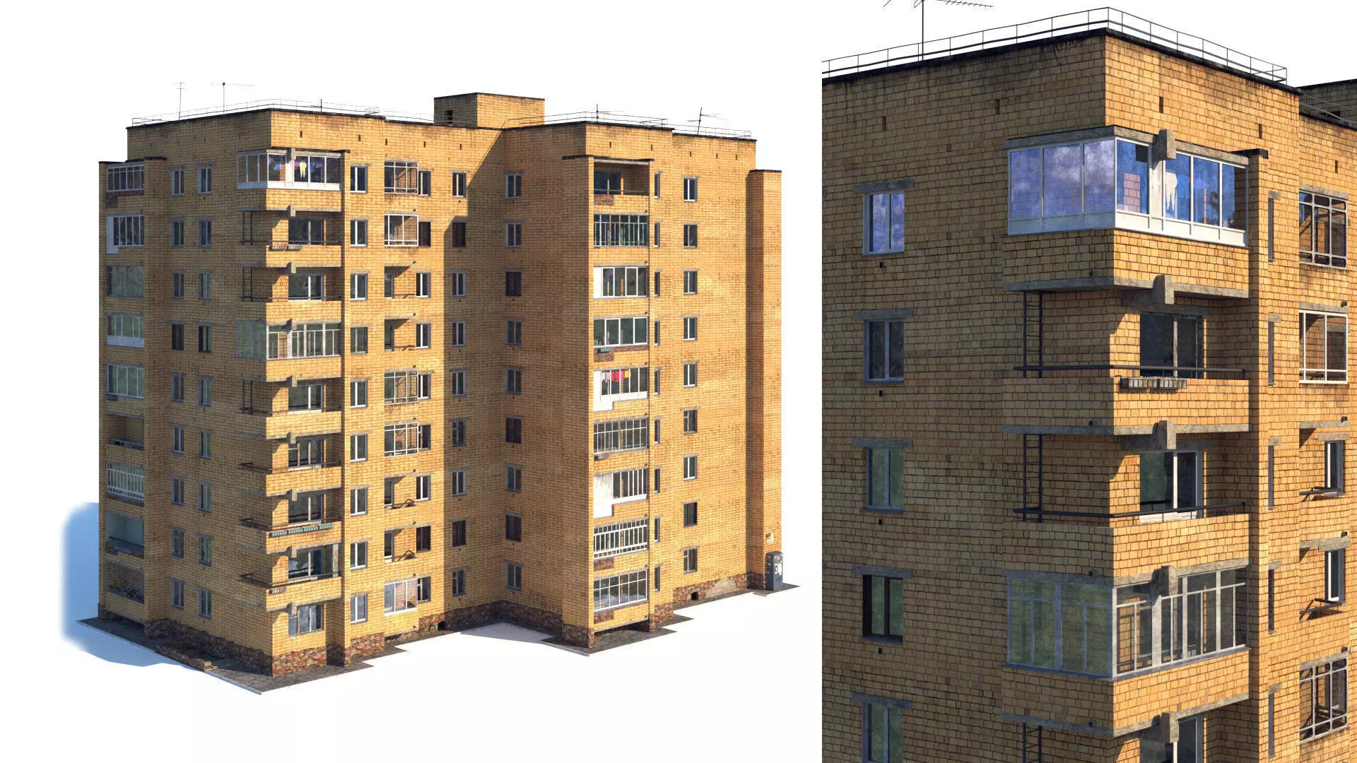 Soviet nine-story house 3D model_0