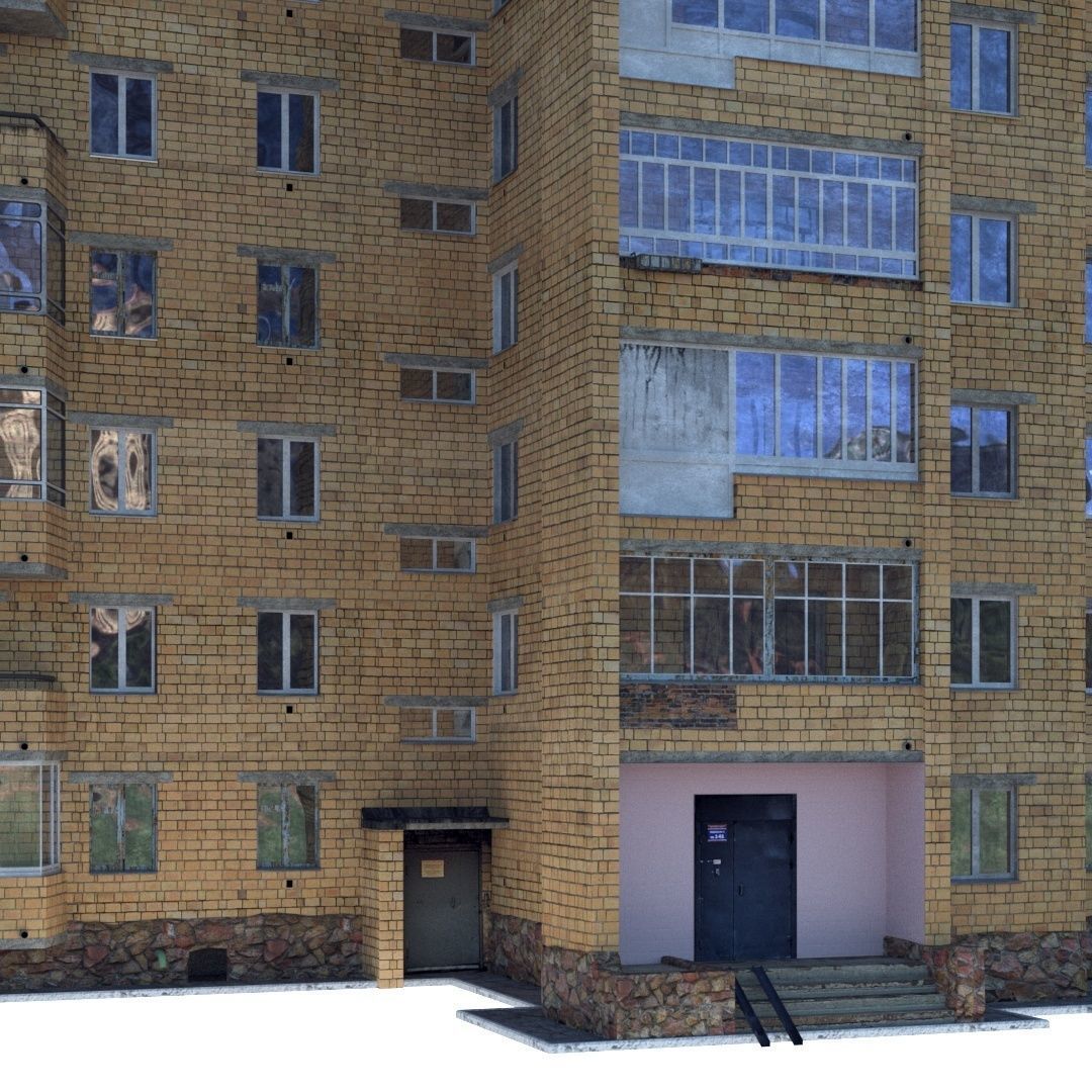 Soviet nine-story house 3D model_4