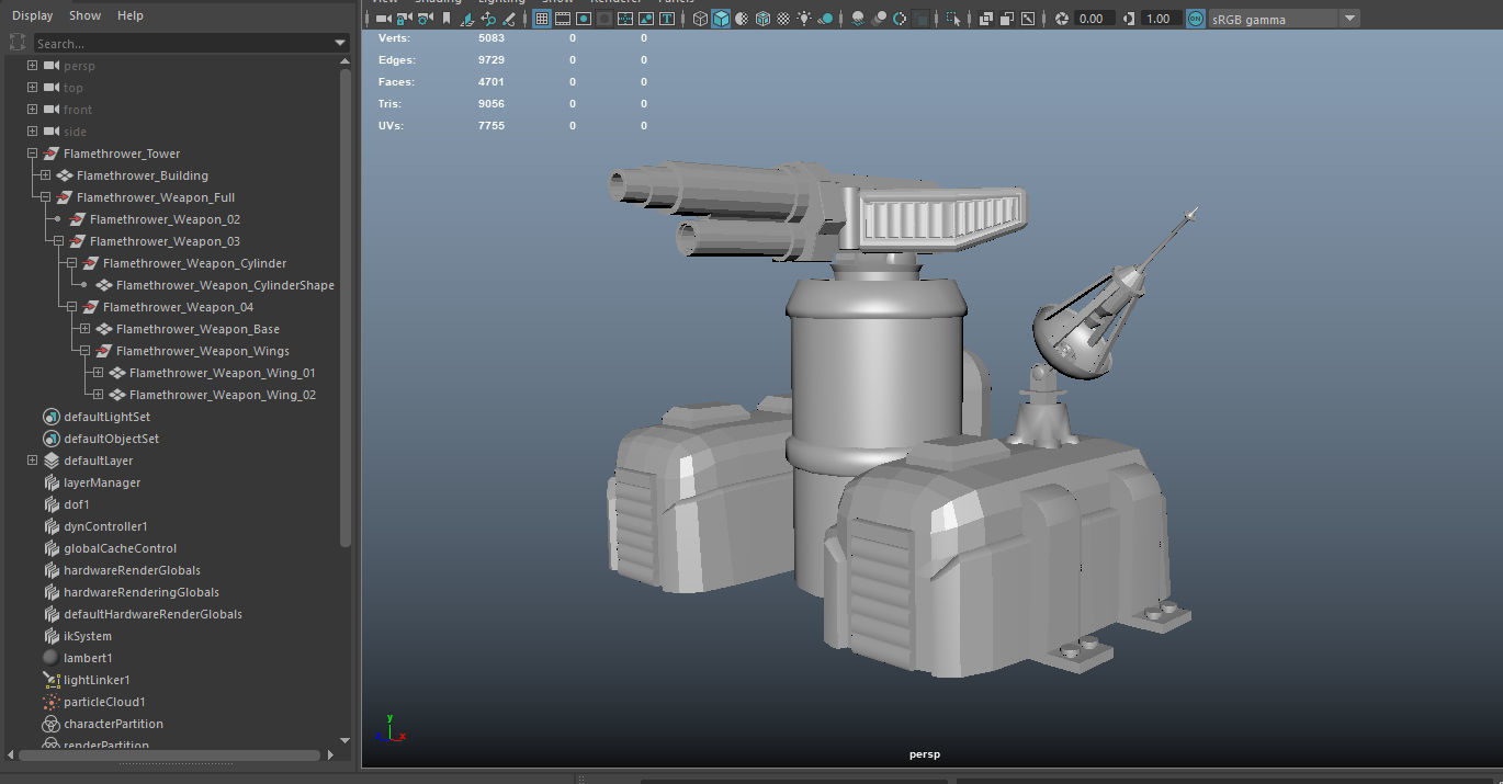 Sci-Fi Flamethrower Tower Low-poly 3D model_17